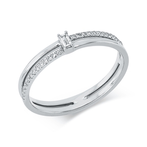 Ring aus 750 Gold Weißgold 29 Diamanten 0,11ct TW-SI B:3,2mm
