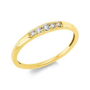 Ring aus 750 Gold Gelbgold 5 Diamanten 0,11ct TW-SI B:2,3mm