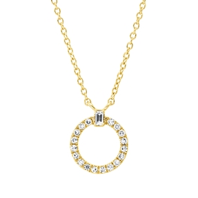 Collier Kreis aus 750 Gold Gelbgold 19 Diamanten 0,11ct TW-SI L:45cm