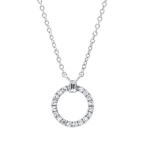 Collier Kreis aus 750 Gold Weißgold 19 Diamanten 0,11ct TW-SI L:45cm
