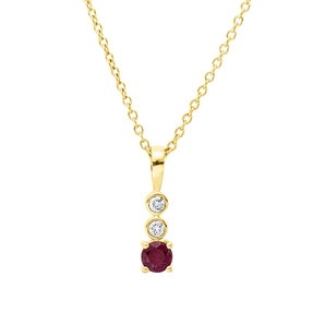 Collier aus 750 Gelbgold Rubin 0,16ct rot 2 Brillanten 0,03ct TW-SI L:45cm