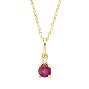Collier aus 750 Gelbgold Rubin 0,42ct rot Brillant 0,02ct TW-SI L:45cm 4er-Krappe