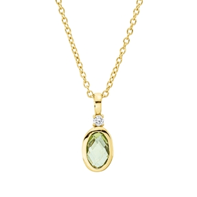 Collier aus 750 Gold Gelbgold Peridot 0,4ct Brillant 0,02ct TW-SI L:45cm
