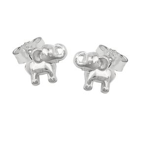 Paar kleine Ohrstecker Ohrringe 6x7mm mit Elefanten 925 Silber glänzend Kinder