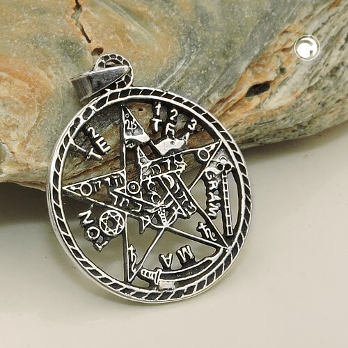 Anhänger 21mm Pentagramm Amulett geschwärzt 925 Silber