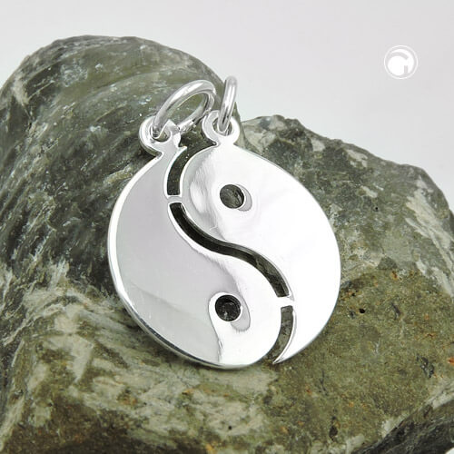 Anhänger 18mm Doppel Yin-Yang glänzend 925 Silber