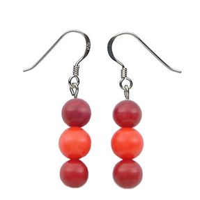 Ohrringe Ohrhänger aus Koralle & 925 Silber Ohrschmuck für Damen rot & orange