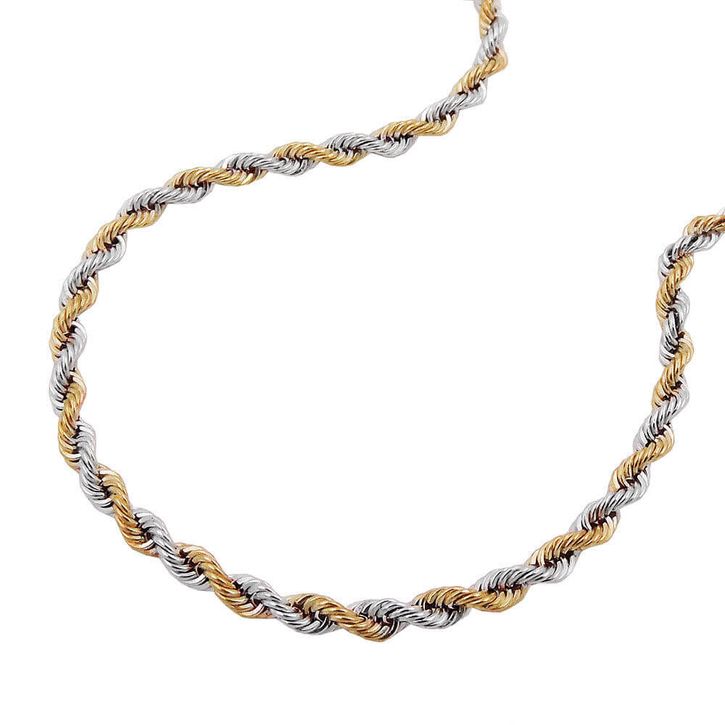 Kette 2.8mm Kordelkette bicolor aus 14Kt 585 Gold 45cm