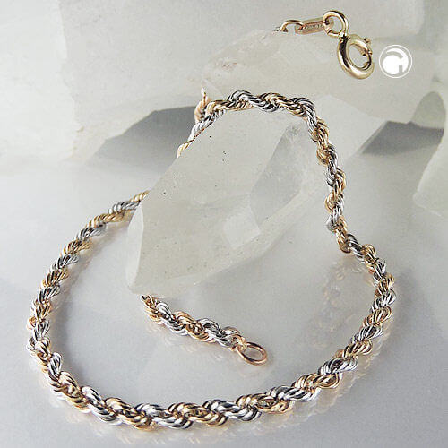 Kette 2.8mm Kordelkette bicolor aus 14Kt 585 Gold 42cm