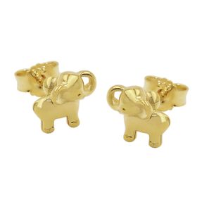 Paar Ohrstecker kleine Elefanten 6x7mm aus 9Kt 375 Gold Gelbgold glänzend