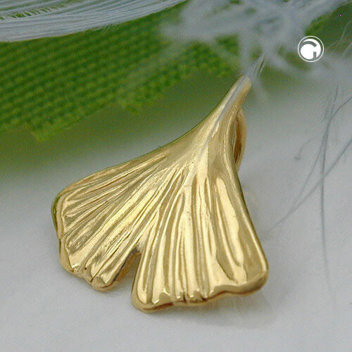 Anhänger 12mm Ginkgoblatt glänzend 9Kt 375 Gold