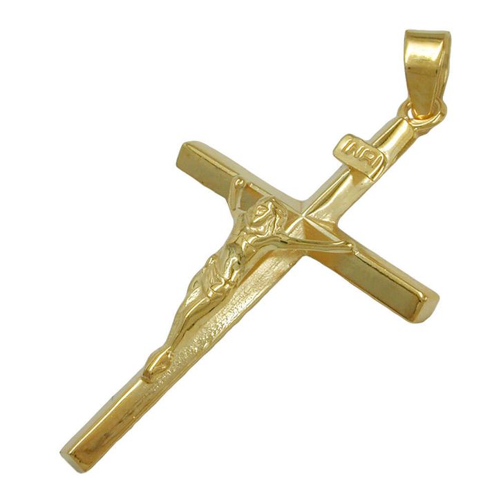 Anhänger 30x18mm Kreuz mit Jesus 9Kt 375 Gold