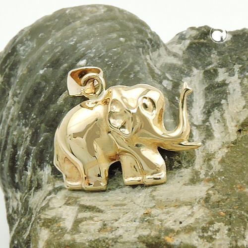 Anhänger 15x12mm Elefant glänzend 9Kt 375 Gold