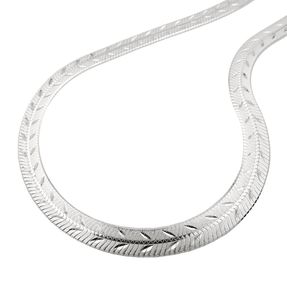 7mm Collier Schlangenkette flach gedrückt mit Diamantschliff aus 925 Silber 45cm