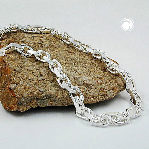 Kette 8x8mm Ankerkette 4x diamantiert 925 Silber 60cm