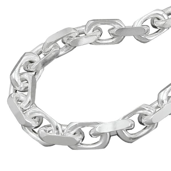 Kette 8x8mm Ankerkette 4x diamantiert 925 Silber 55cm
