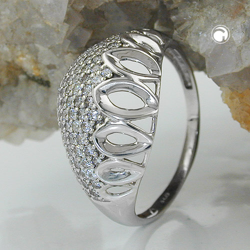 Ring Zirkonia mit Muster 925 Silber