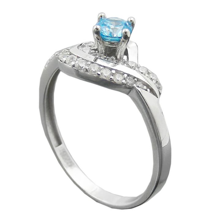 Ring Zirkonia aqua und weiß 925 Silber