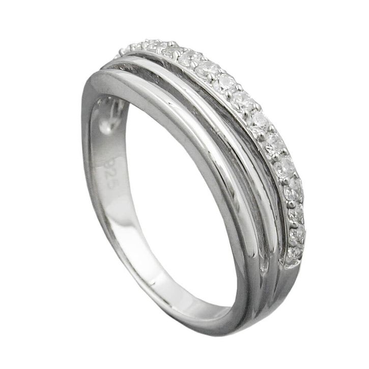 Ring mit Zirkonia am Rand 925 Silber