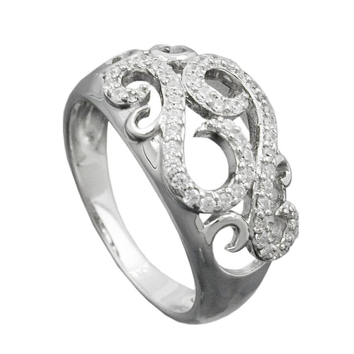 Ring mit Muster Zirkonia 925 Silber