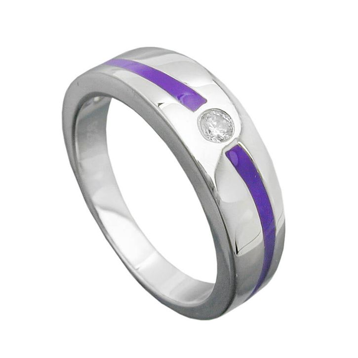 Ring lila Streifen Zirkonia 925 Silber