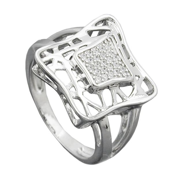 Ring Viereck mit Zirkonia 925 Silber