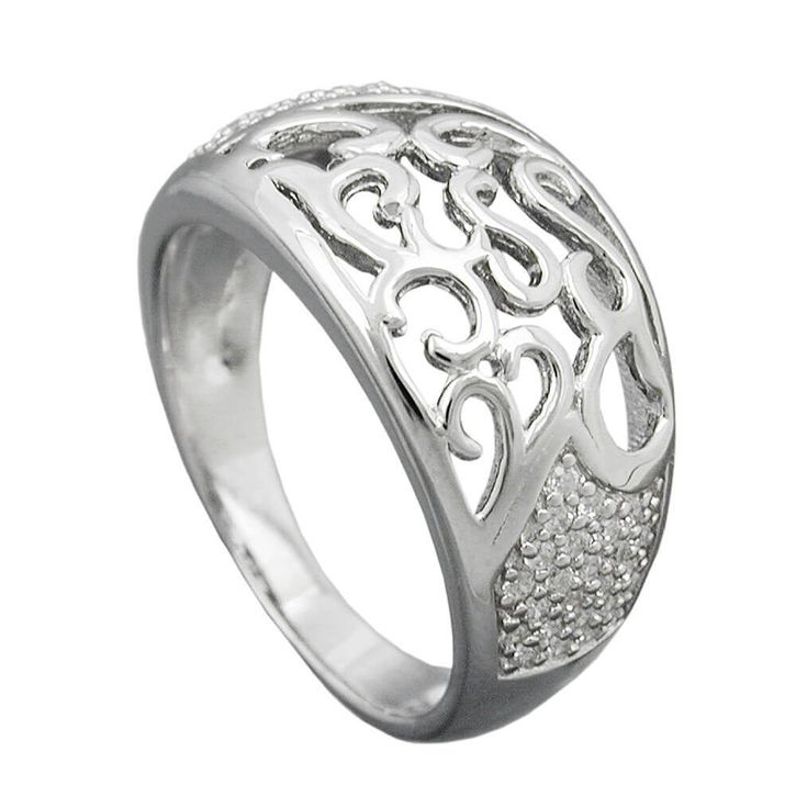 Ring mit Ornament Zirkonia 925 Silber