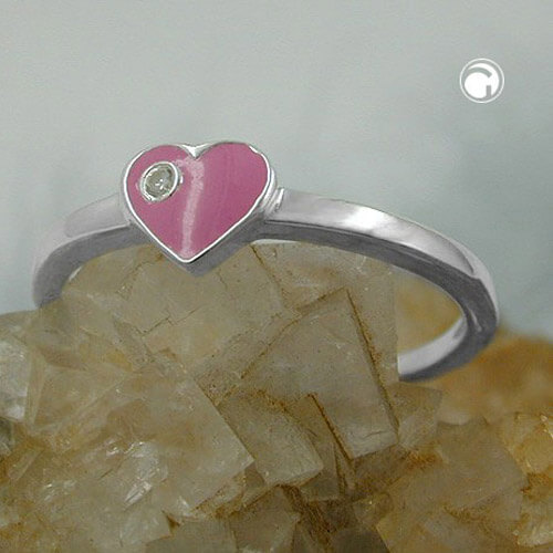 Kinderring Ring mit Herz Zirkonia pink 925 Silber