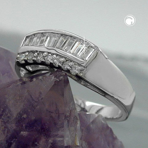 Ring mit Zirkonia 925 Silber rhodiniert