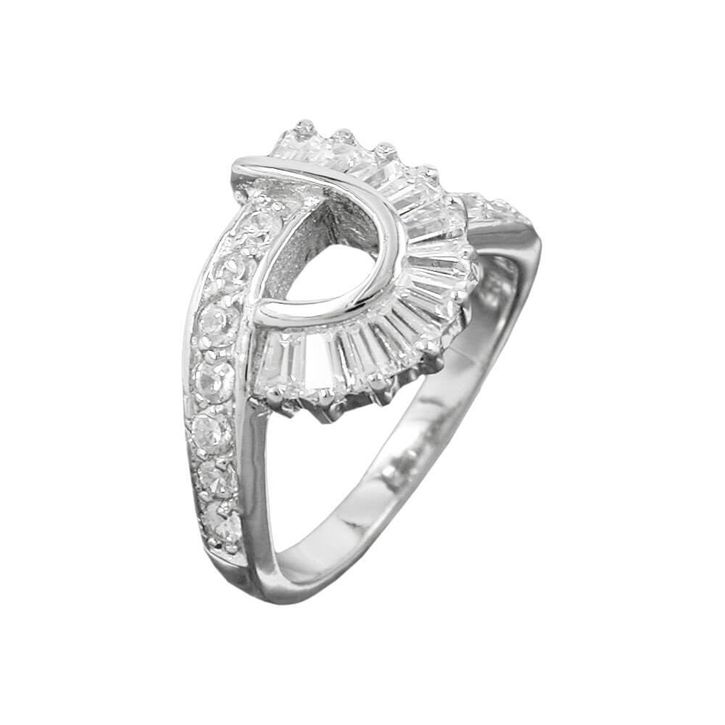 P Form Ring mit Zirkonia 925 Silber