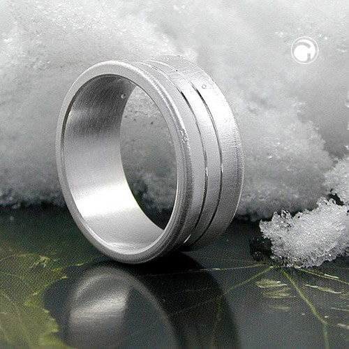 Ring 925 Silber matt zwei Linien