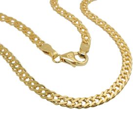 3,7mm Kette Collier Doppelpanzerkette Halsschmuck, 585 Gelbgold 50cm