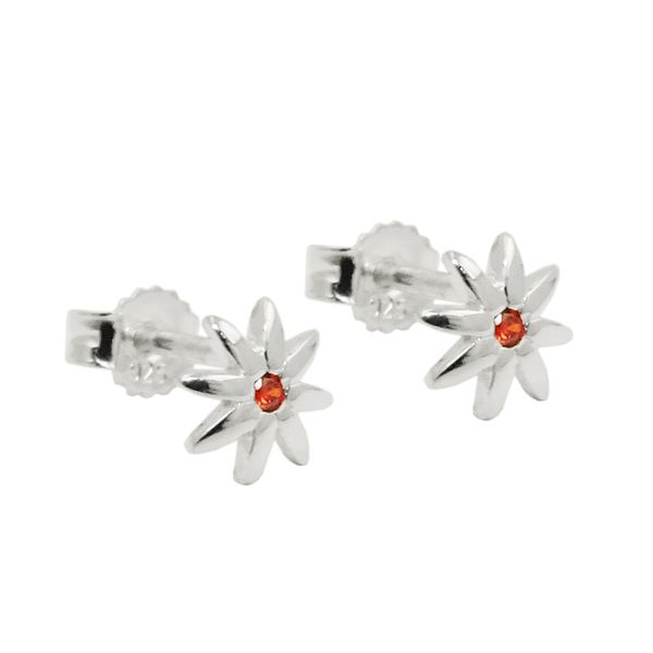 Ohrstecker Blume rot-orange Zirkonia 925 Silber