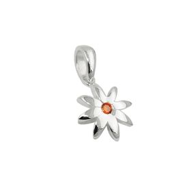 Anhänger Blume Blümchen mit rot-orange Zirkonia in der Mitte, 925 Silber