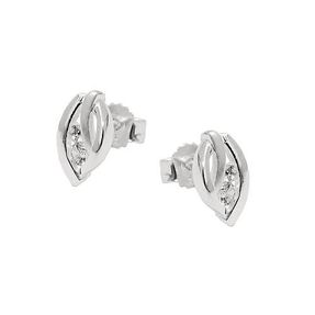 Ohrstecker Ohrringe Ohrschmuck Blatt matt-glänzend, weiße Zirkonia, 925 Silber