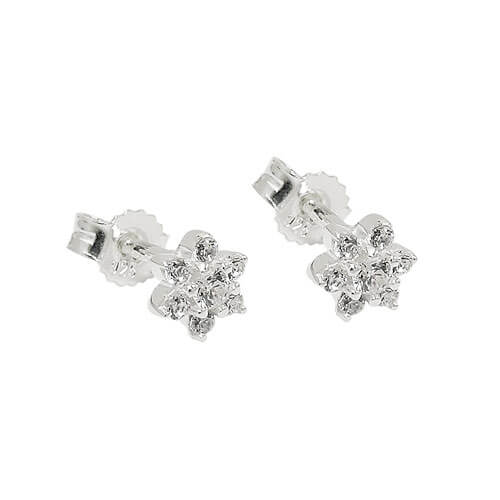 Ohrstecker Blume Blumchen mit Zirkonia 925 Silber