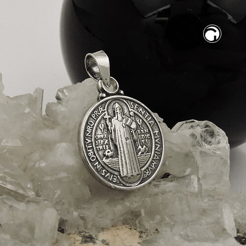 Anhänger Medaille Sankt Benedikt 925 Silber