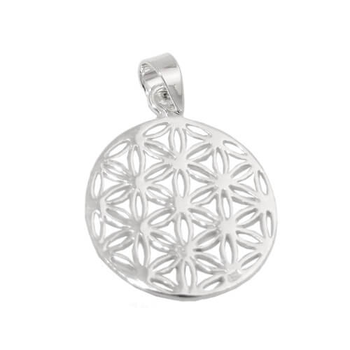 Anhänger Blume des Lebens Muster rund 925 Silber