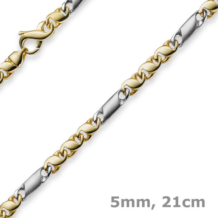 5mm Armband Tigeraugekette 585 Gold bicolor 21cm