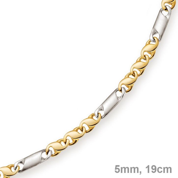 5mm Armband Tigeraugekette 585 Gold bicolor 19cm