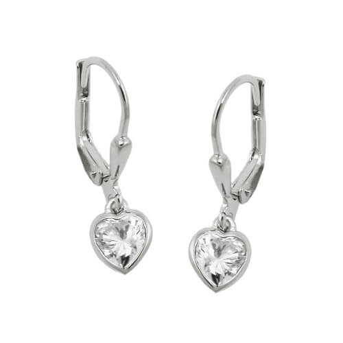Brisur Ohrhänger Herz Herzchen Zirkonia 925 Silber