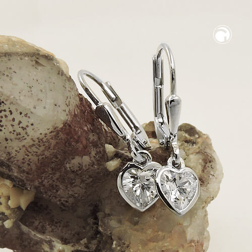 Brisur Ohrhänger Herz Herzchen Zirkonia 925 Silber
