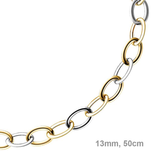 13mm Weitanker Kette 585 Gold bicolor 50cm