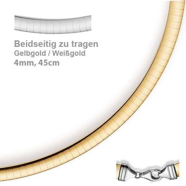 4mm Wendeomegareif 585 Gold bicolor 45cm