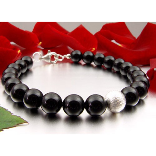 Armband aus Onyx und 925 Silber