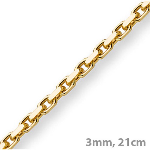 3mm Armband Ankerkette 585 Gelbgold 21cm