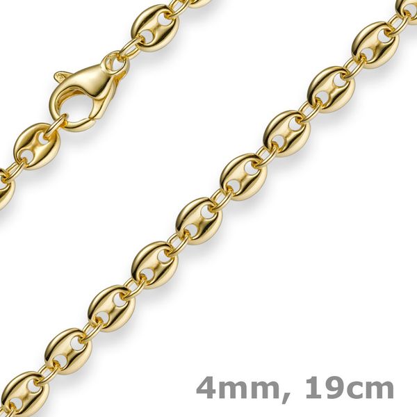 4mm Armband Bohnenkette 585 Gelbgold 19cm