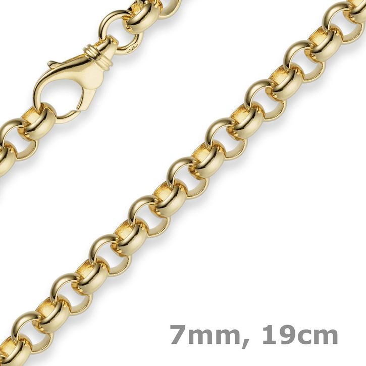 7mm Armband Erbskette 585 Gelbgold 19cm