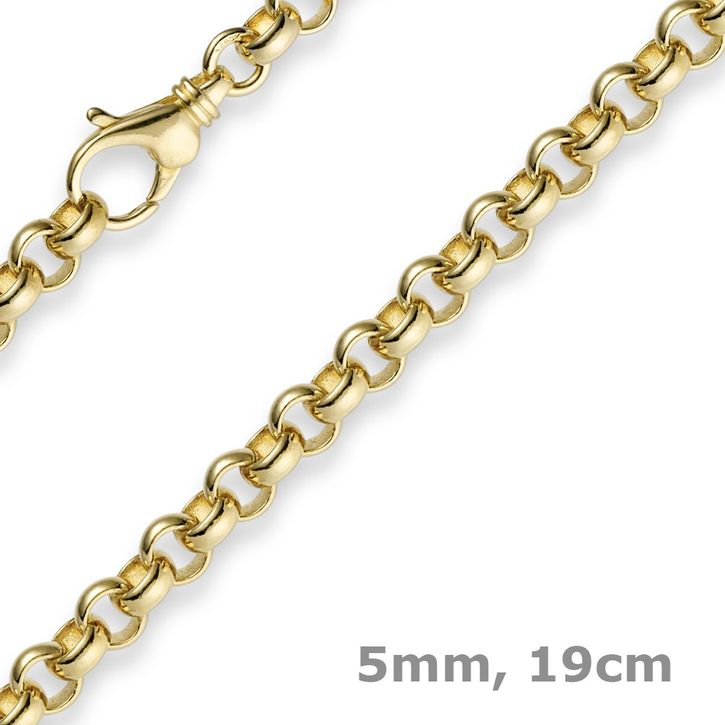 5mm Armband Erbskette 585 Gelbgold 19cm