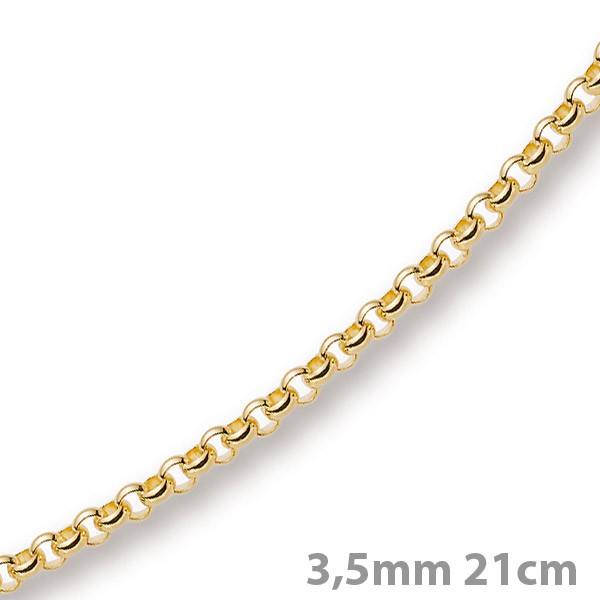 3,5mm Armband Erbskette 585 Gelbgold 21cm